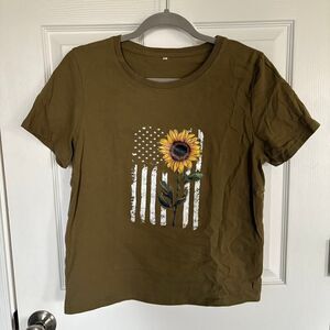Sunflower American Flag Tee Olive Medium